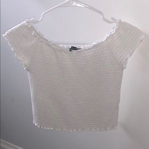 Brandy Melville White Ruffle Crop Top
